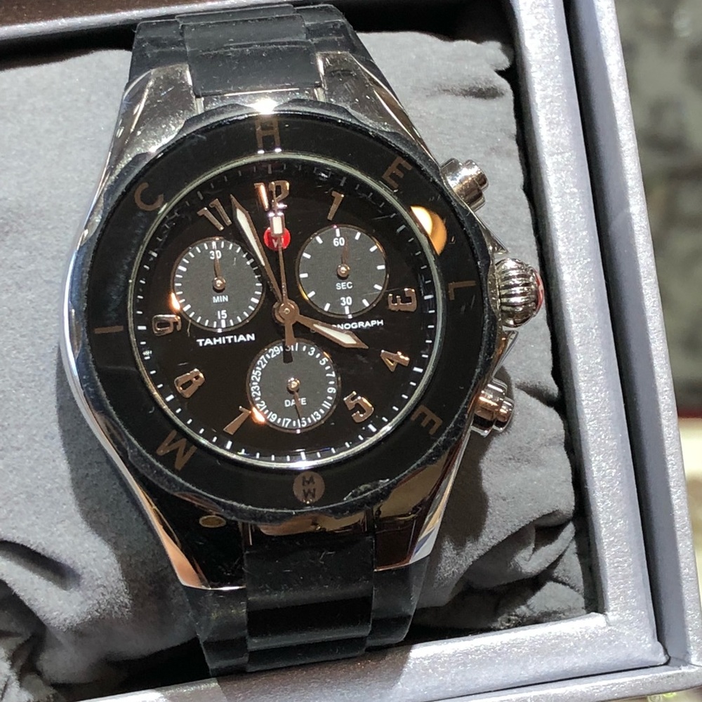 Michele Watch Stainless Steel With Black Dial